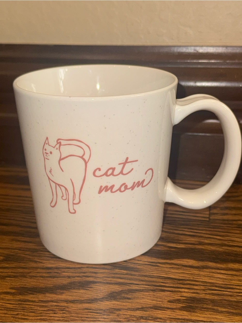 Threshold Cat Mom Stoneware Mug in Speckled Cream and Pink